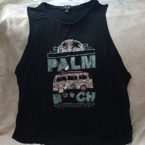 Black Palm Beach Graphic Tank Top